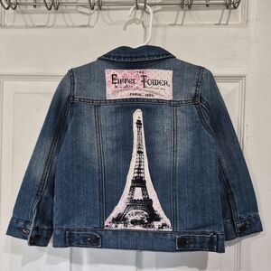 Epic Threads Blue Jean Jacket with Eiffel Tower Patch